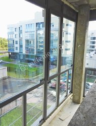теплое фасадное остекление балкона спб из ПВХ профиля с покраской внутри ЖК Дудергоф 2018 г. Комфорт 70 мм.